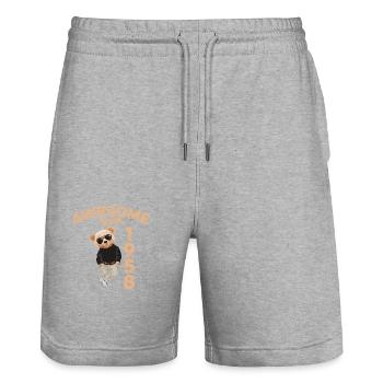 1958 Birthday Cool Teddy Bear Awesome since - Stanley/Stella Trainer Unisex Organic Jogging Shorts - heather grey - Front - Nik (191cm) & Marisol (170cm)