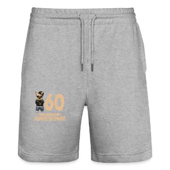 60 Years of being Awesome Cool Dog - Stanley/Stella Unisex Bio Joggingshorts Trainer  - Grau meliert - Vorne - Nik (191cm) & Marisol (170cm)