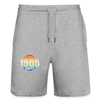 1966 Anniversaire Année Original - Short de jogging bio TRAINER Stanley/Stella unisexe - gris chiné - Devant - Nik (191cm) & Marisol (170cm)