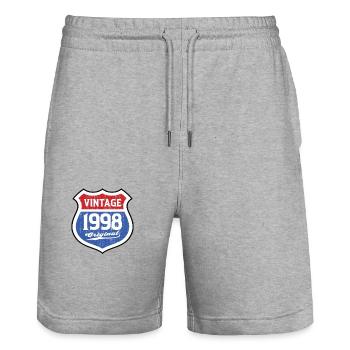 1998 Birthday Route Vintage Original - Stanley/Stella Trainer Unisex Organic Jogging Shorts - heather grey - Front - Nik (191cm) & Marisol (170cm)