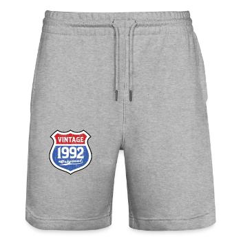 1992 Birthday Route Vintage Original - Stanley/Stella Trainer Unisex Organic Jogging Shorts - heather grey - Front - Nik (191cm) & Marisol (170cm)