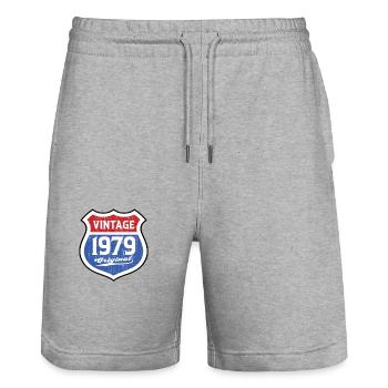 1979 Geburtstag Route Vintage Original - Stanley/Stella Unisex Bio Joggingshorts Trainer  - Grau meliert - Vorne - Nik (191cm) & Marisol (170cm)