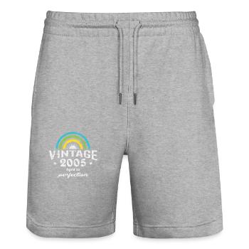 2005 Birthday Vintage Rainbow Sun - Stanley/Stella Trainer Unisex Organic Jogging Shorts - heather grey - Front - Nik (191cm) & Marisol (170cm)