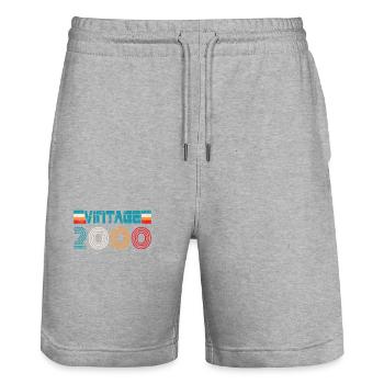 2000 Anniversaire Vintage - Short de jogging bio TRAINER Stanley/Stella unisexe - gris chiné - Devant - Nik (191cm) & Marisol (170cm)