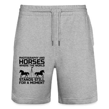 Horse Photography Horseback Riding Horses Hobby Ph - Stanley/Stella Trainer Unisex Organic Jogging Shorts - heather grey - Front - Nik (191cm) & Marisol (170cm)