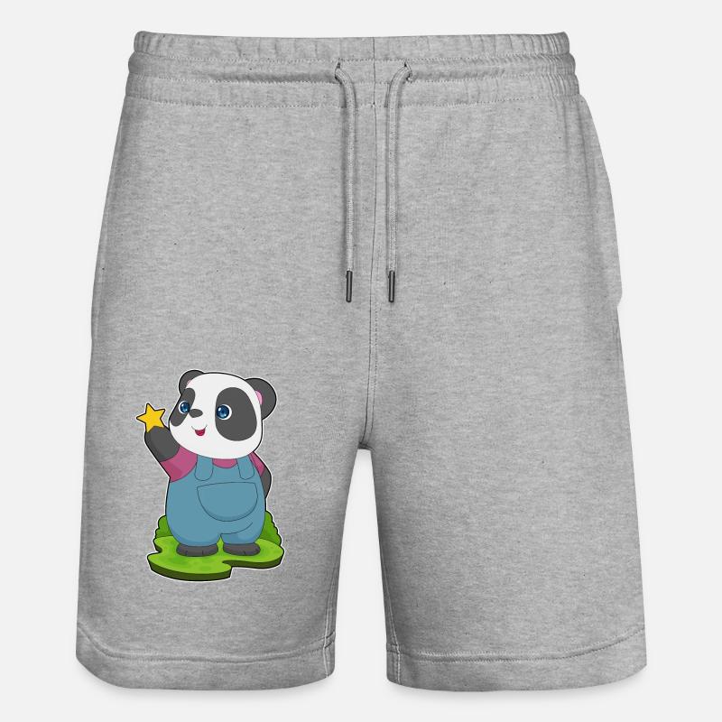 Panda Stern - Stanley/Stella Unisex Bio Joggingshorts Trainer  - Grau meliert