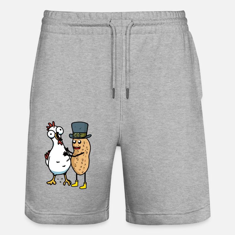Cacahuètes Cacahuètes Poulet Poules Amis - Short de jogging bio TRAINER Stanley/Stella unisexe - gris chiné