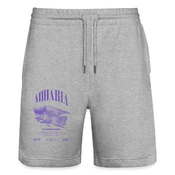 Flowerhorn Cichlid Fish Keeper Streetwear - Stanley/Stella Unisex Bio Joggingshorts Trainer  - Grau meliert - Vorne - Nik (191cm) & Marisol (170cm)