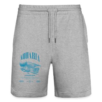 Flowerhorn Cichlid Fish Keeper Streetwear - Stanley/Stella Unisex Bio Joggingshorts Trainer  - Grau meliert - Vorne - Nik (191cm) & Marisol (170cm)