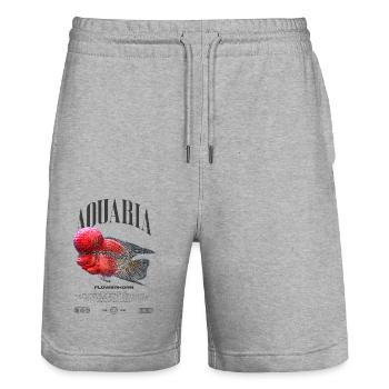 Flowerhorn Cichlid Fish Keeper Streetwear - Short de jogging bio TRAINER Stanley/Stella unisexe - gris chiné - Devant - Nik (191cm) & Marisol (170cm)