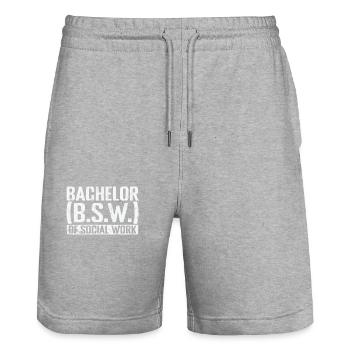 Bachelor of Social Work Social Services - Stanley/Stella Trainer Unisex Organic Jogging Shorts - heather grey - Front - Nik (191cm) & Marisol (170cm)