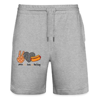 Hot Dog Adulte Peace Love Hot-dogs - Short de jogging bio TRAINER Stanley/Stella unisexe - gris chiné - Devant - Nik (191cm) & Marisol (170cm)