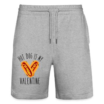 Hot Dog Adult Heart Valentines Day - Stanley/Stella Trainer Unisex Organic Jogging Shorts - heather grey - Front - Nik (191cm) & Marisol (170cm)