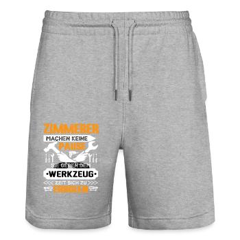 Zimmerer Machen Keine Pause - Stanley/Stella Unisex Bio Joggingshorts Trainer  - Grau meliert - Vorne - Nik (191cm) & Marisol (170cm)