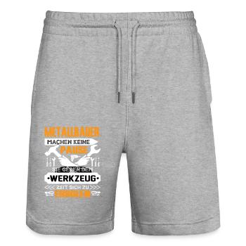 Les métallurgistes ne prennent pas de pause - Short de jogging bio TRAINER Stanley/Stella unisexe - gris chiné - Devant - Nik (191cm) & Marisol (170cm)