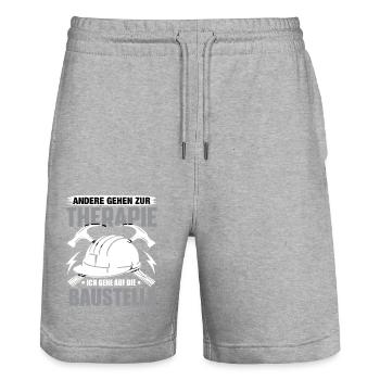 Handwerk Handwerker Handwerker Humor Baustelle - Stanley/Stella Unisex Bio Joggingshorts Trainer  - Grau meliert - Vorne - Nik (191cm) & Marisol (170cm)