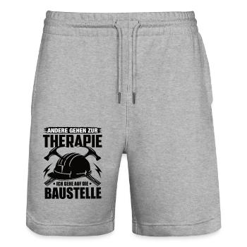 Handwerk Handwerker Handwerker Humor Baustelle - Stanley/Stella Unisex Bio Joggingshorts Trainer  - Grau meliert - Vorne - Nik (191cm) & Marisol (170cm)
