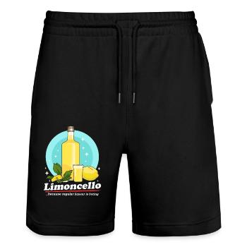 Limoncello Lemons Limoncellos Liqueur Gift - Stanley/Stella Trainer Unisex Organic Jogging Shorts - black - Front - Nik (191cm) & Marisol (170cm)