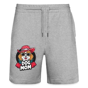 Süßer Hund mit Hut und Sonnenbrille Hundeliebhaber - Stanley/Stella Unisex Bio Joggingshorts Trainer  - Grau meliert - Vorne - Nik (191cm) & Marisol (170cm)