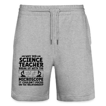 Professeur de sciences Professeur d’école Biologie Chimie P - Short de jogging bio TRAINER Stanley/Stella unisexe - gris chiné - Devant - Nik (191cm) & Marisol (170cm)