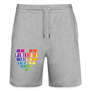 PRIDE Heart Pride and proud - Stanley/Stella Unisex Bio Joggingshorts Trainer  - Grau meliert - Vorne - Nik (191cm) & Marisol (170cm)