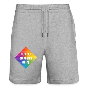 PRIDE Reflect empower unite - Stanley/Stella Unisex Bio Joggingshorts Trainer  - Grau meliert - Vorne - Nik (191cm) & Marisol (170cm)