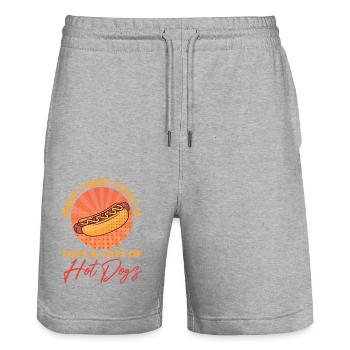 Hot Dog Adult What I Need Today Is - Stanley/Stella Unisex Bio Joggingshorts Trainer  - Grau meliert - Vorne - Nik (191cm) & Marisol (170cm)