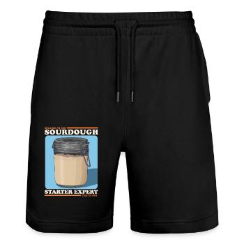 Sauerteig Starter Experte Geschenk - Stanley/Stella Unisex Bio Joggingshorts Trainer  - Schwarz - Vorne - Nik (191cm) & Marisol (170cm)