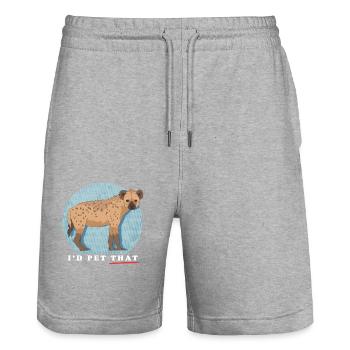 Hyène Hyène Cadeau Hyène Tachetée - Short de jogging bio TRAINER Stanley/Stella unisexe - gris chiné - Devant - Nik (191cm) & Marisol (170cm)
