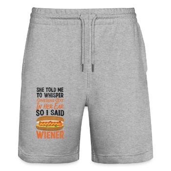 Hot Dog Adult She Told Me To - Stanley/Stella Unisex Bio Joggingshorts Trainer  - Grau meliert - Vorne - Nik (191cm) & Marisol (170cm)