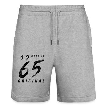 Made In 1965 Original Birthday Grunge Distressed - Stanley/Stella Trainer Unisex Organic Jogging Shorts - heather grey - Front - Nik (191cm) & Marisol (170cm)