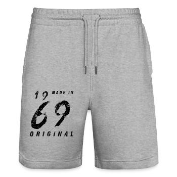 Fabriqué en 1969 Original Anniversaire Grunge en détresse - Short de jogging bio TRAINER Stanley/Stella unisexe - gris chiné - Devant - Nik (191cm) & Marisol (170cm)