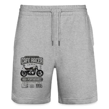 Cafe Racer Motorrad Geburtstag Biker Jahrgang 1996 - Stanley/Stella Unisex Bio Joggingshorts Trainer  - Grau meliert - Vorne - Nik (191cm) & Marisol (170cm)