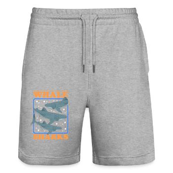 Whale Shark Whale Shark Whale Sharks Gift - Stanley/Stella Trainer Unisex Organic Jogging Shorts - heather grey - Front - Nik (191cm) & Marisol (170cm)
