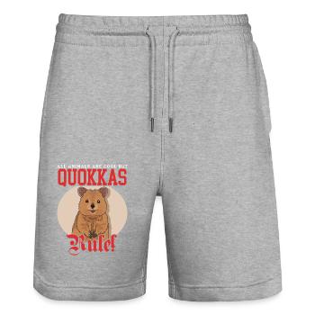 Quokka Kurzschwanzkänguru Quokkas Geschenk - Stanley/Stella Unisex Bio Joggingshorts Trainer  - Grau meliert - Vorne - Nik (191cm) & Marisol (170cm)