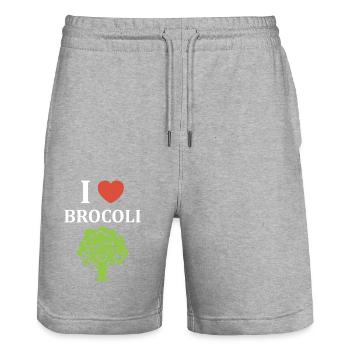 humour brocoli - Short de jogging bio TRAINER Stanley/Stella unisexe - gris chiné - Devant - Nik (191cm) & Marisol (170cm)