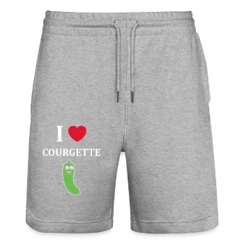 courgette - Short de jogging bio TRAINER Stanley/Stella unisexe - gris chiné - Devant - Nik (191cm) & Marisol (170cm)