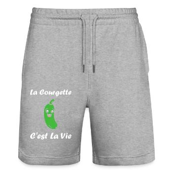 courgette - Short de jogging bio TRAINER Stanley/Stella unisexe - gris chiné - Devant - Nik (191cm) & Marisol (170cm)