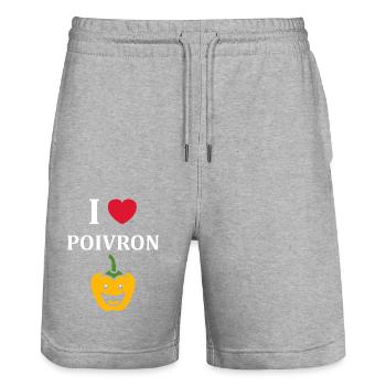 Humour poivron - Short de jogging bio TRAINER Stanley/Stella unisexe - gris chiné - Devant - Nik (191cm) & Marisol (170cm)
