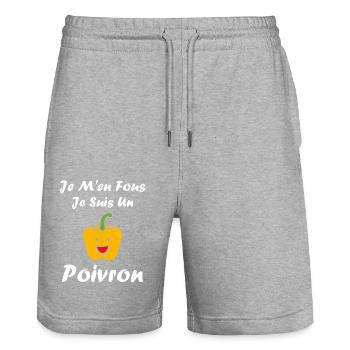 Humour poivron - Short de jogging bio TRAINER Stanley/Stella unisexe - gris chiné - Devant - Nik (191cm) & Marisol (170cm)
