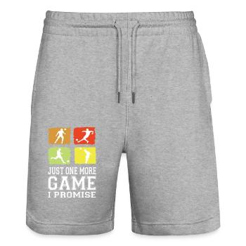 Just One More Game I Promise Soccer Soccer Player - Stanley/Stella Trainer Unisex Organic Jogging Shorts - heather grey - Front - Nik (191cm) & Marisol (170cm)