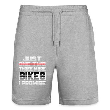 Juste un vélo de plus que je promets moto - Short de jogging bio TRAINER Stanley/Stella unisexe - gris chiné - Devant - Nik (191cm) & Marisol (170cm)
