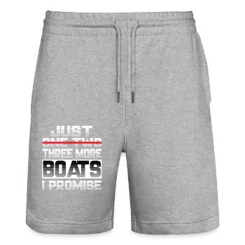 Just One More Boat I Promise Boat Captain Ship - Stanley/Stella Trainer Unisex Organic Jogging Shorts - heather grey - Front - Nik (191cm) & Marisol (170cm)