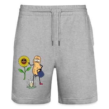 Hobbygärtner Garten Frosch Sonnenblume Blume - Stanley/Stella Unisex Bio Joggingshorts Trainer  - Grau meliert - Vorne - Nik (191cm) & Marisol (170cm)