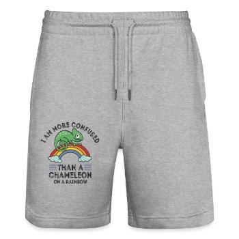 Je suis plus confus qu’un caméléon - Short de jogging bio TRAINER Stanley/Stella unisexe - gris chiné - Devant - Nik (191cm) & Marisol (170cm)