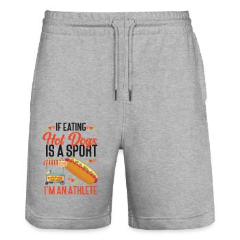 Hot Dog Adult If Eating Hot Dogs - Stanley/Stella Trainer Unisex Organic Jogging Shorts - heather grey - Front - Nik (191cm) & Marisol (170cm)