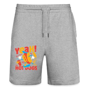 Hot Dog Adult Yeah! Hot Dogs - Stanley/Stella Unisex Bio Joggingshorts Trainer  - Grau meliert - Vorne - Nik (191cm) & Marisol (170cm)