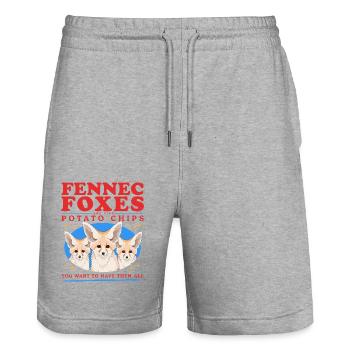 Fennek Wüstenfüchse Füchse Geschenke - Stanley/Stella Unisex Bio Joggingshorts Trainer  - Grau meliert - Vorne - Nik (191cm) & Marisol (170cm)