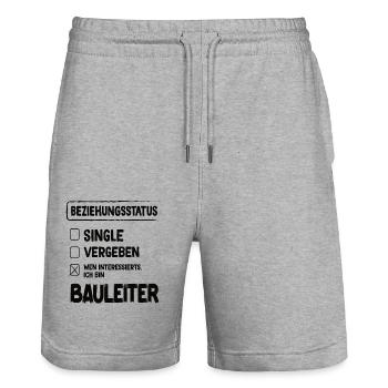 Bauleiter Beziehungsstatus Bauleiter Bauleitung - Stanley/Stella Unisex Bio Joggingshorts Trainer  - Grau meliert - Vorne - Nik (191cm) & Marisol (170cm)