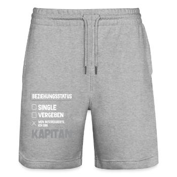 Kapitän Beziehungsstatus Kapitän Boot Segeln - Stanley/Stella Unisex Bio Joggingshorts Trainer  - Grau meliert - Vorne - Nik (191cm) & Marisol (170cm)